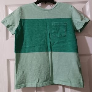 Mini Boden Boys 6-7 T-Shirt Solid Green Color Block Short Sleeve EUC